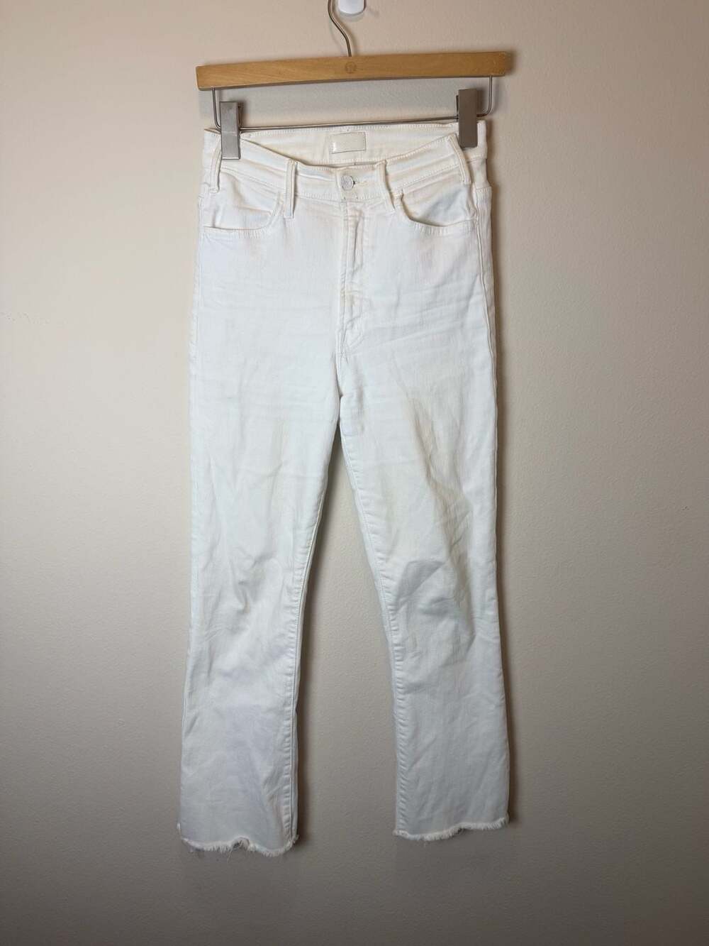 Mother The Hustler Ankle Fray Jeans Size 25 White Fairest Of Them All